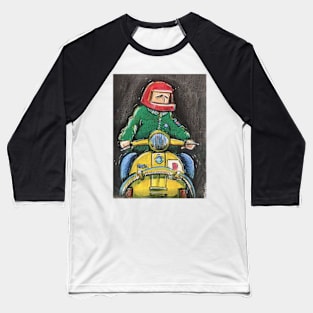 Retro Scooter, Classic Scooter, Scooterist, Scootering, Scooter Rider, Mod Art Baseball T-Shirt